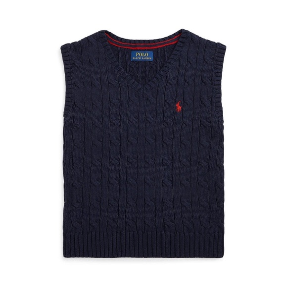 Polo Ralph Lauren Little Boys Cable Knit Cotton Vest - Picture 2 of 4